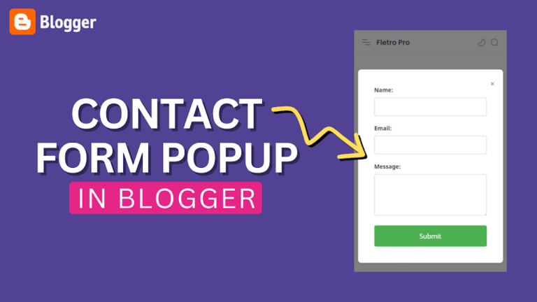 How to Add Contact form Popup in Blogger Website?
