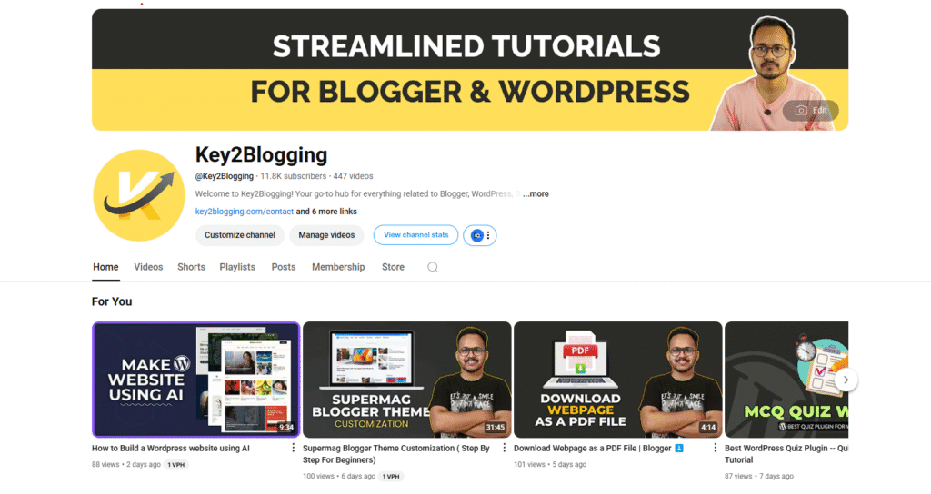 key2blogging Youtube channel